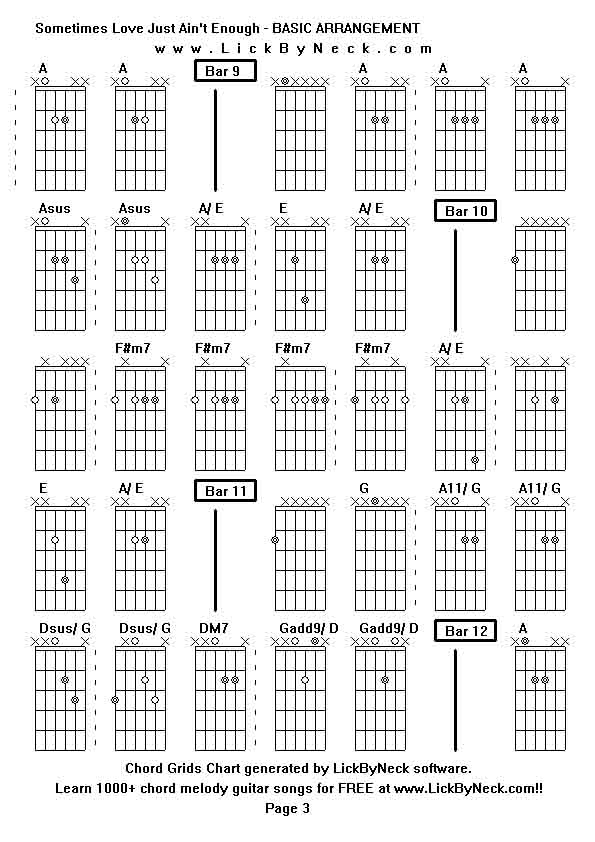 Chord Grids Chart of chord melody fingerstyle guitar song-Sometimes Love Just Ain't Enough - BASIC ARRANGEMENT,generated by LickByNeck software.